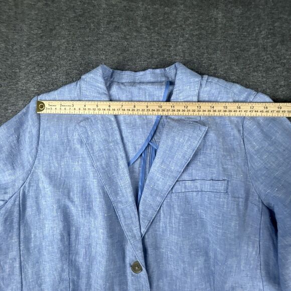 Land's End Blazer Women's Sz 2X 20W Blue 100% Linen 2-Button Summer Sport Coat - Picture 6 of 8